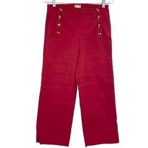 Mo:Vint Red Sailor Crop Pants High Rise Wide Leg